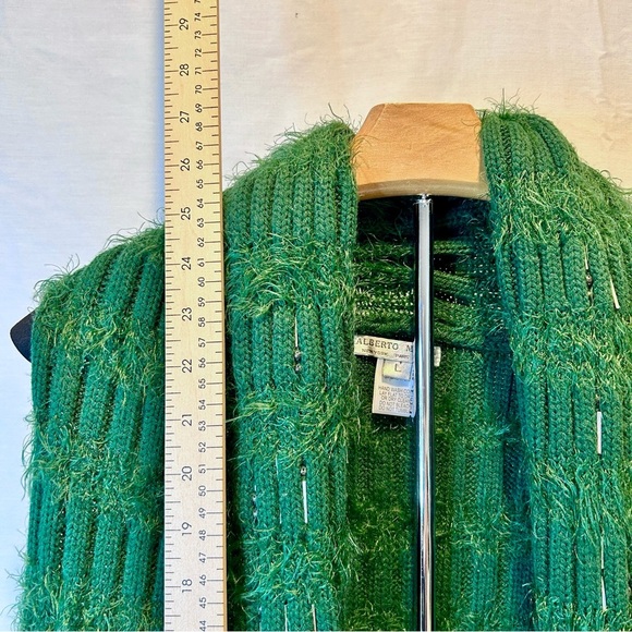 Alberto Makali Green Beaded Knit Sleeveless Mob Wife Cardigan Vest Size Large - Picture 6 of 7